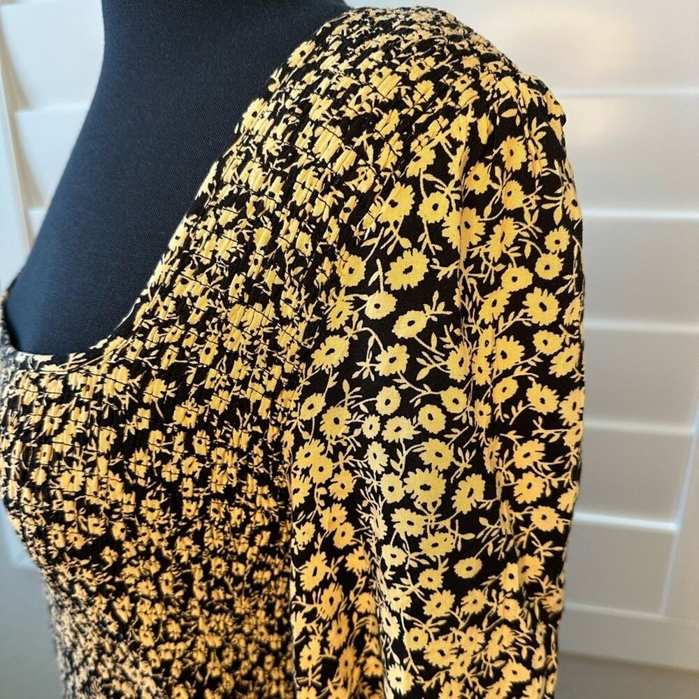 Lost + Wander Mini Dress Pick Me Golden Hour Long Sleeve Floral Smocked Size M - Picture 6 of 16
